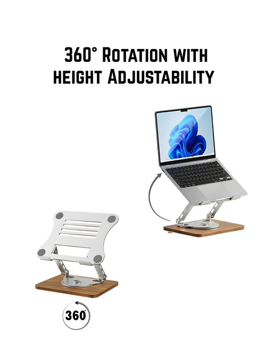 Wooden Base 360 Laptop Stand